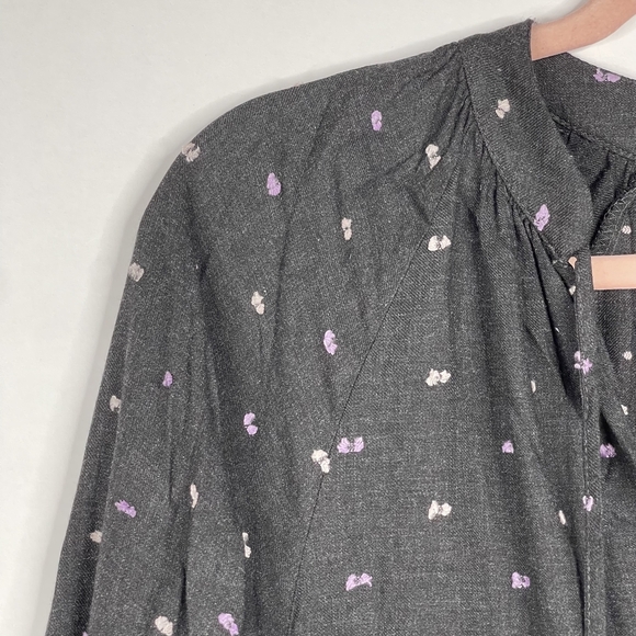 2/$30 ZARA Ditsy Embroidered Babydoll Popover Dress Small Gray Long Sleeve #7028 - Picture 6 of 16